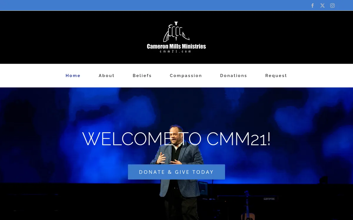 Cameron Mills Ministries website homepage
