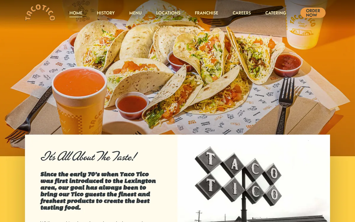 Taco Tico Kentucky website homepage